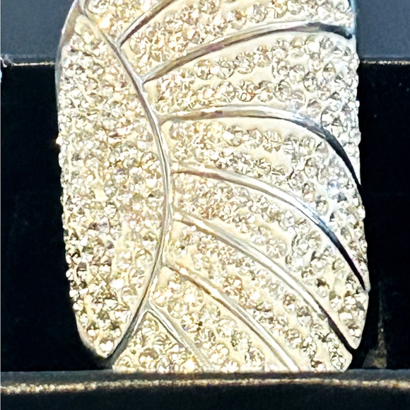 💎 Elegant “Art-Deco” Concave Statement Ring Stunning CZ’s Sz. 6 - Vintage - Picture 6 of 7